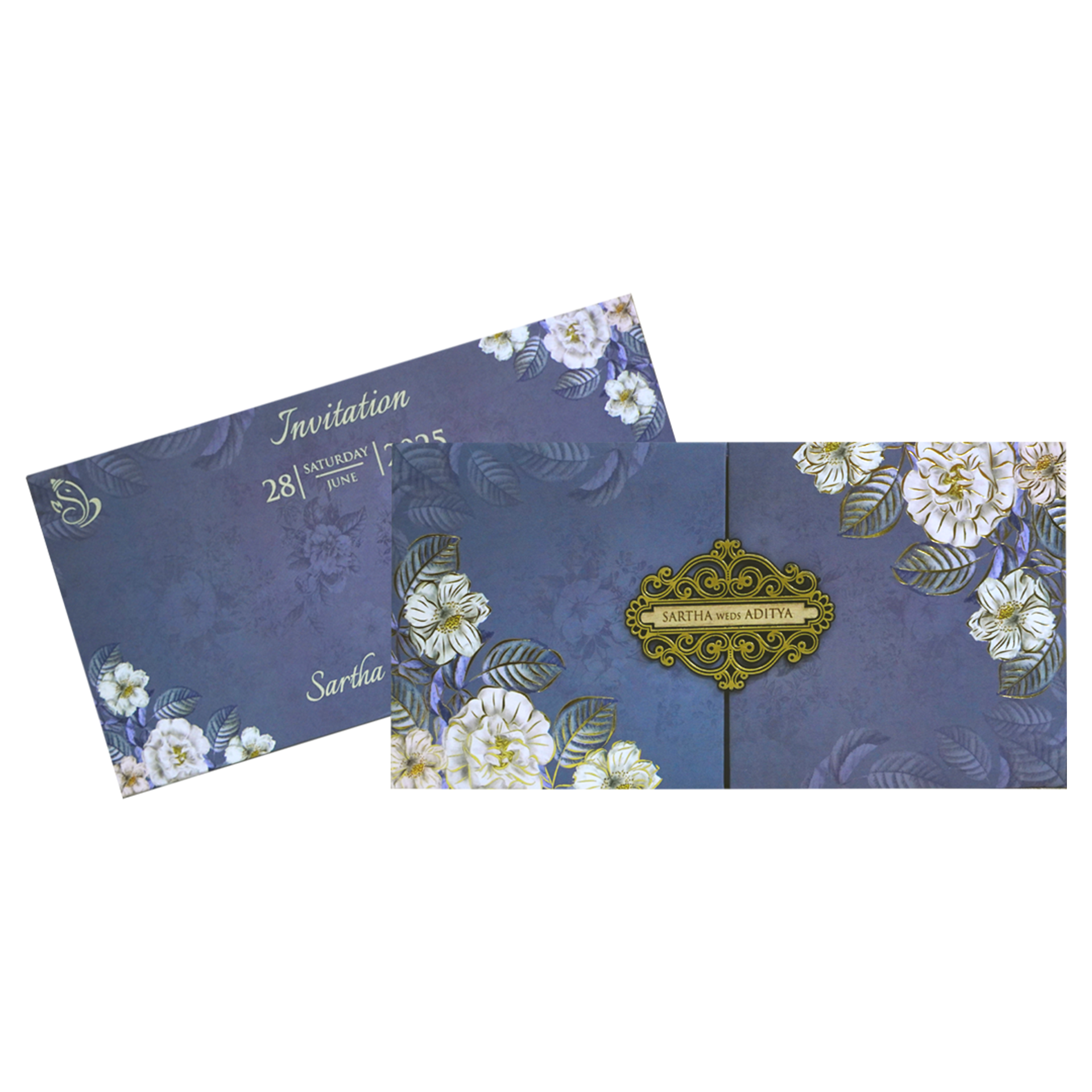 Lavender Blue Wedding Card-KVN06860