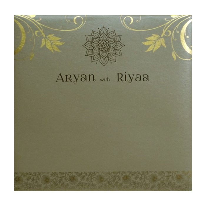 Light Beige Floral Nameplate Wedding Card-King of Cards