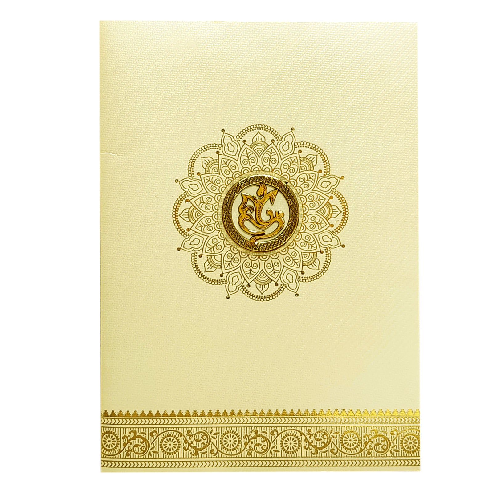 White Ganesha Foil Invitation Card-KNKTW026