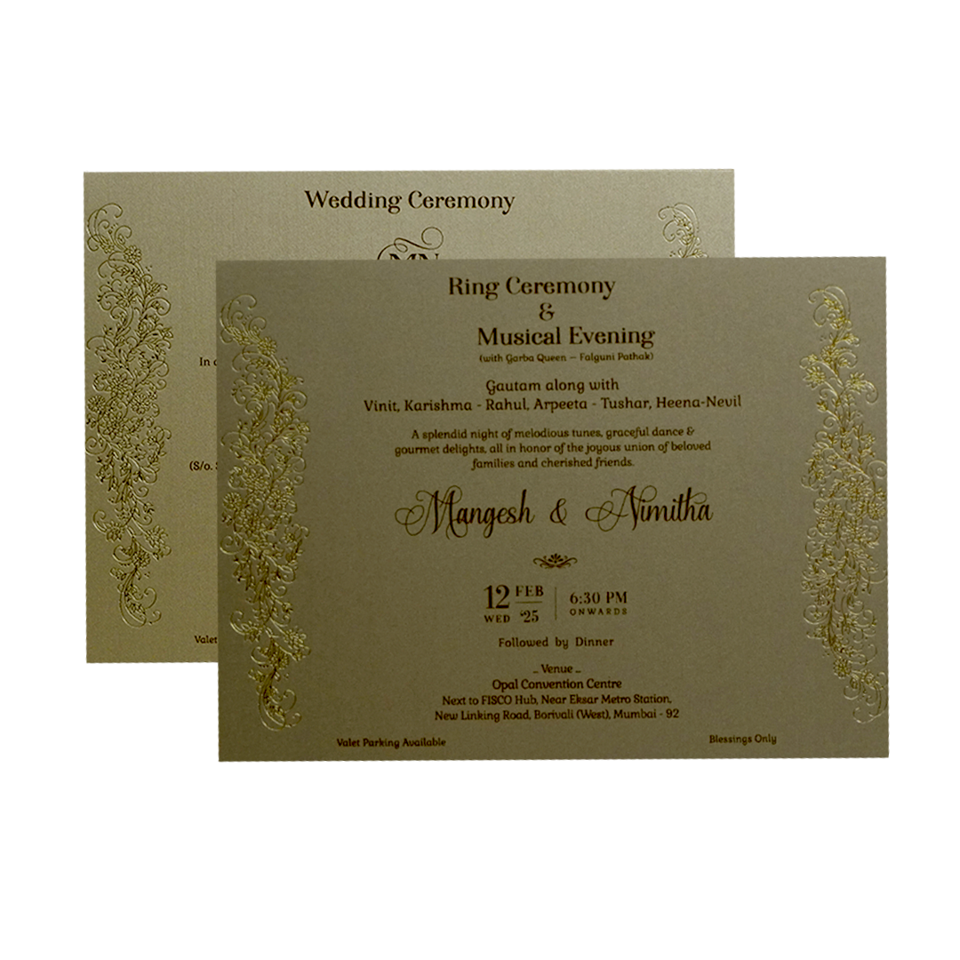 Golden Brown Floral Invitation-KSI12360