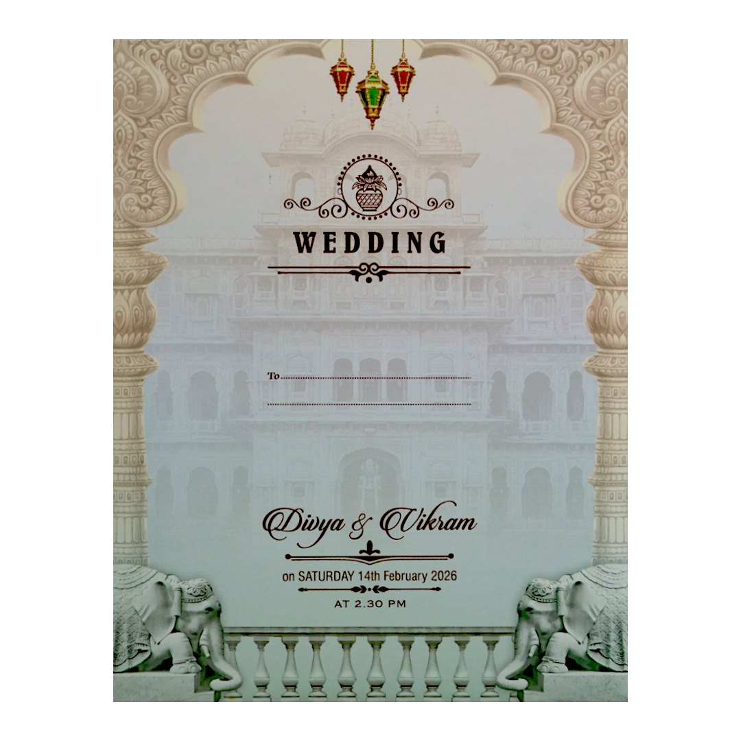 Blue Padded Royal Wedding Card-KNKJ1112