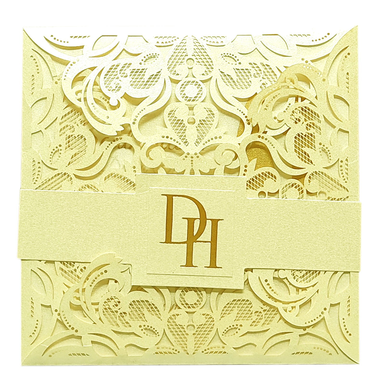 White Floral Laser Cut Invitation Card-KPR01010