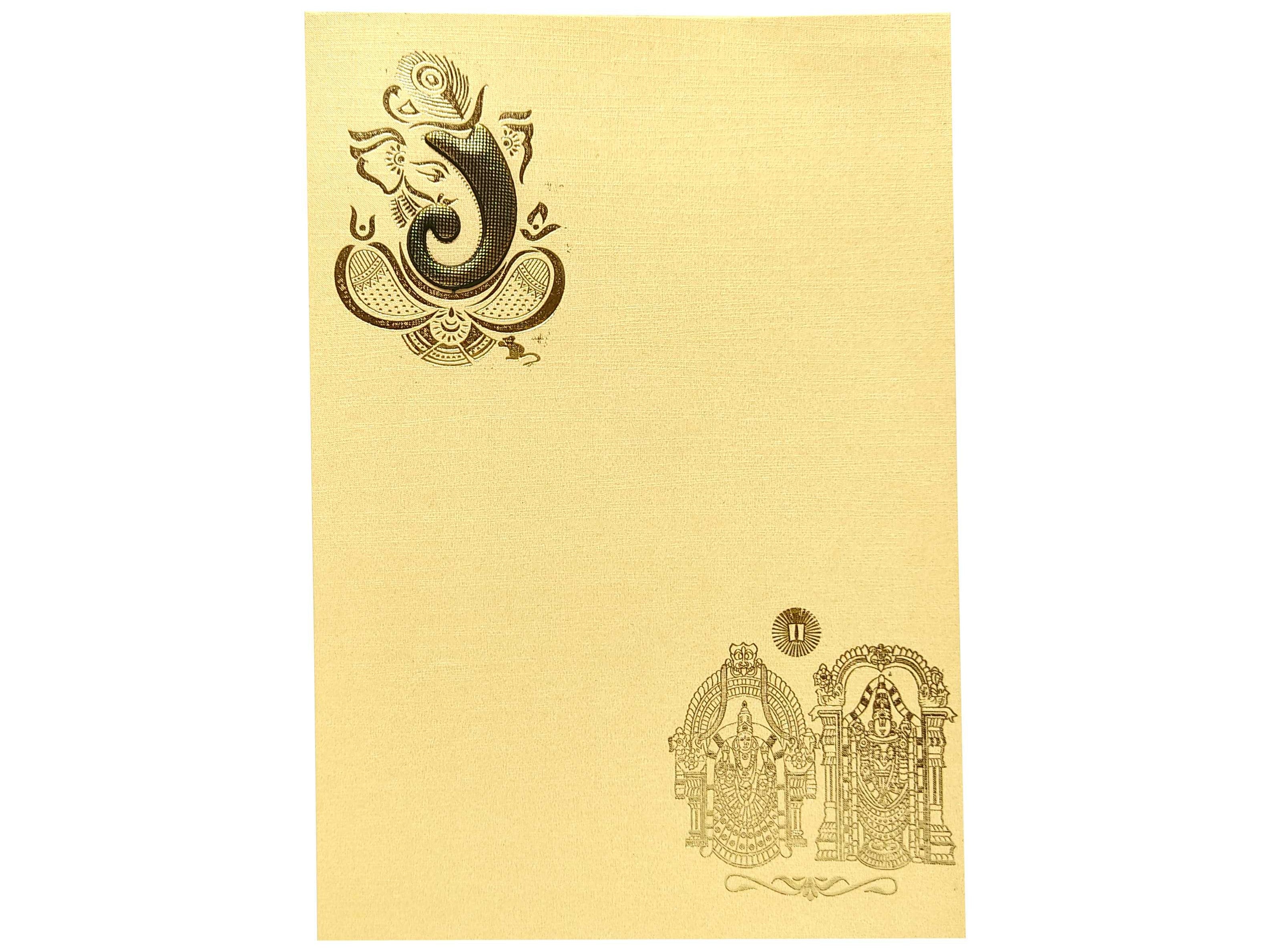 Yellow Balaji Padmavathi Invitation Card-KNPP710C