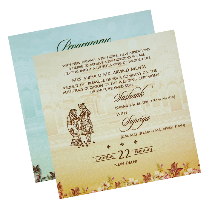 Beige Bride Groom Wedding Box-King of Cards