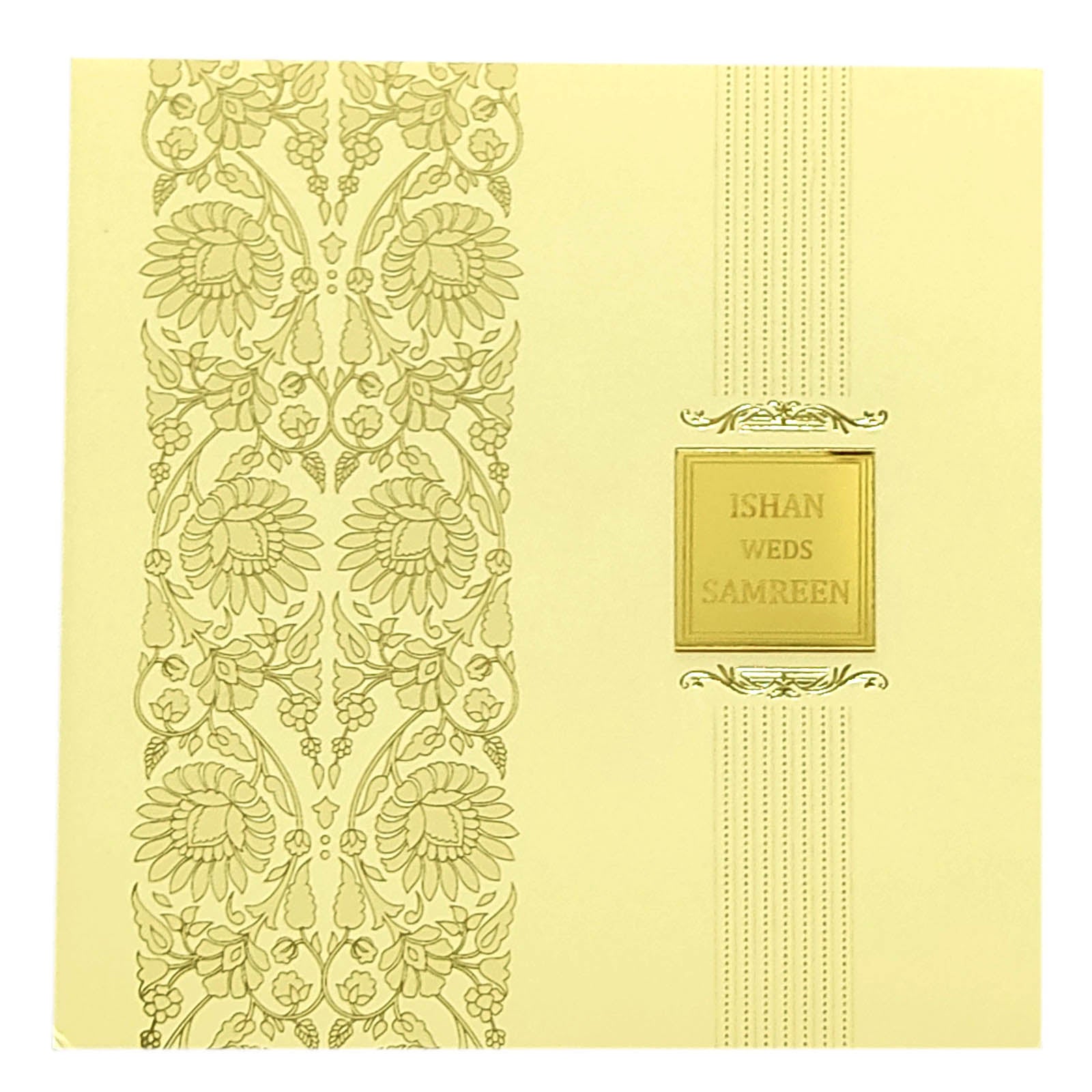 Cream Floral Nameplate Invitation Card-KRC28650