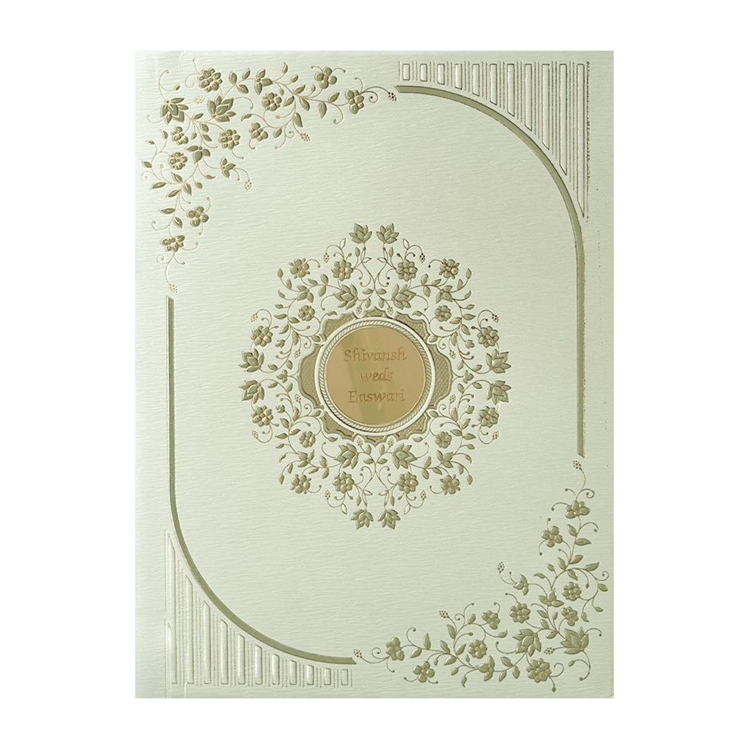 Pastel Green Gold Padded Wedding Card-KSSC2210