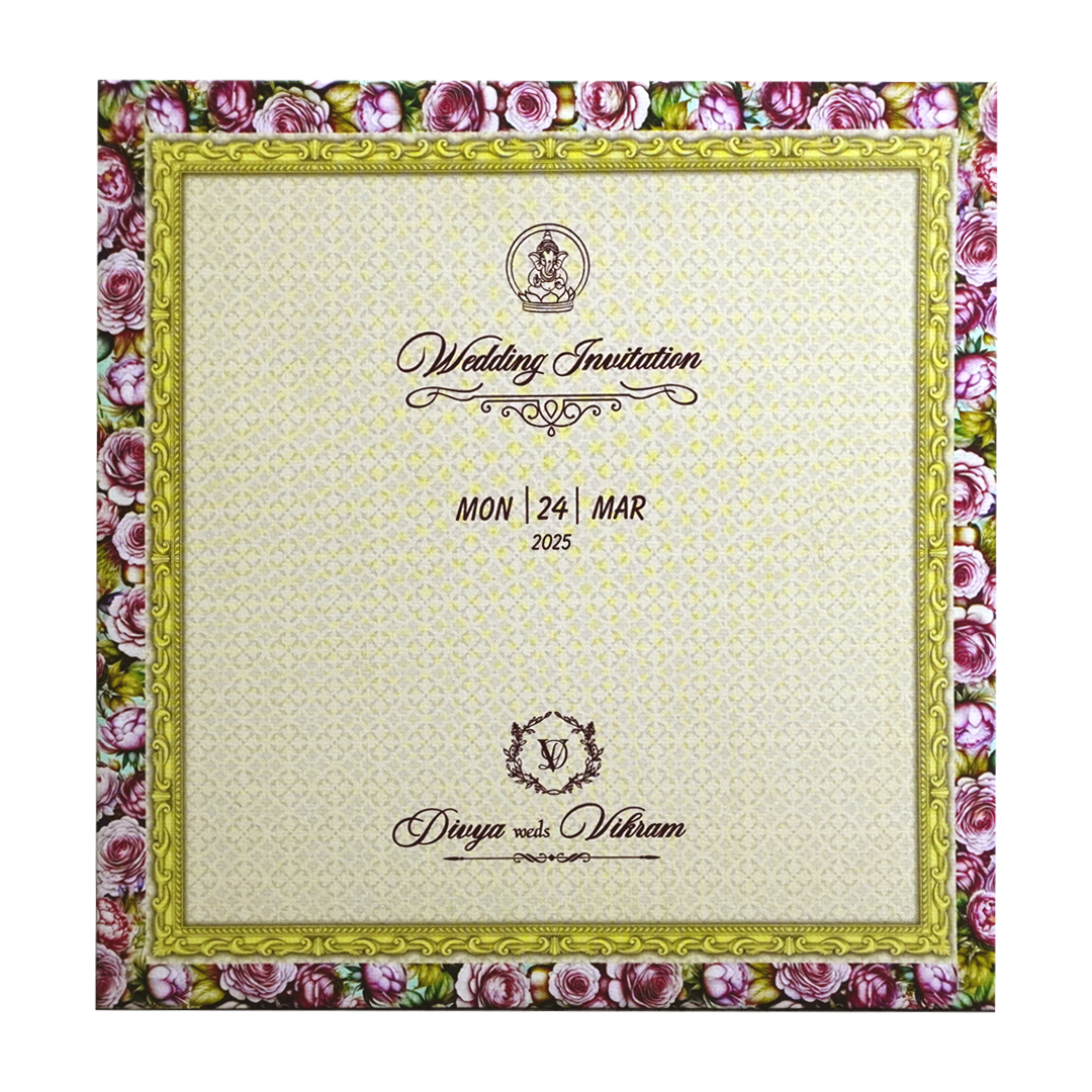 Blue Floral Rotating Wedding Invitation-KNFO8402