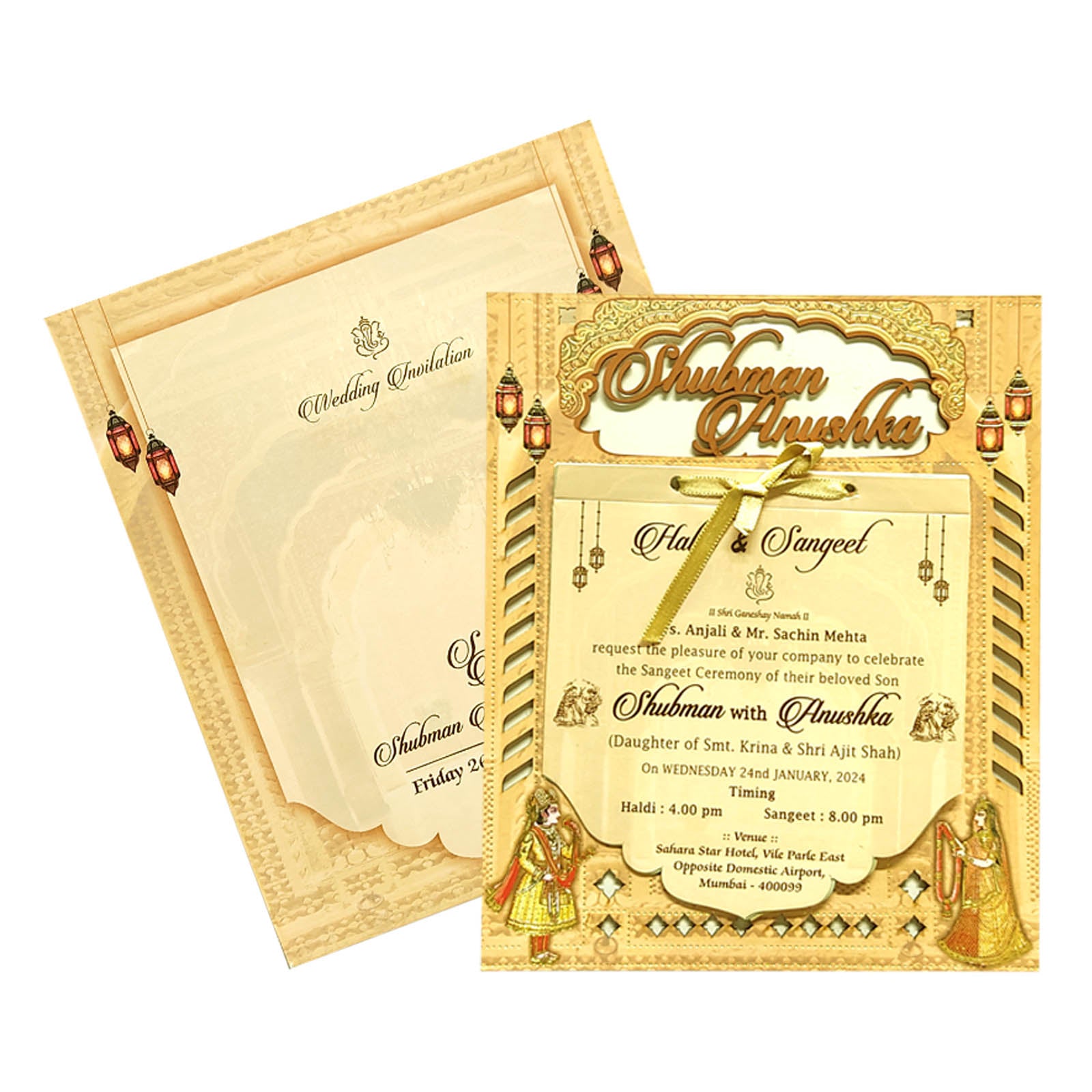 Cream Traditional Laser Cut Wedding Card-KRB07120