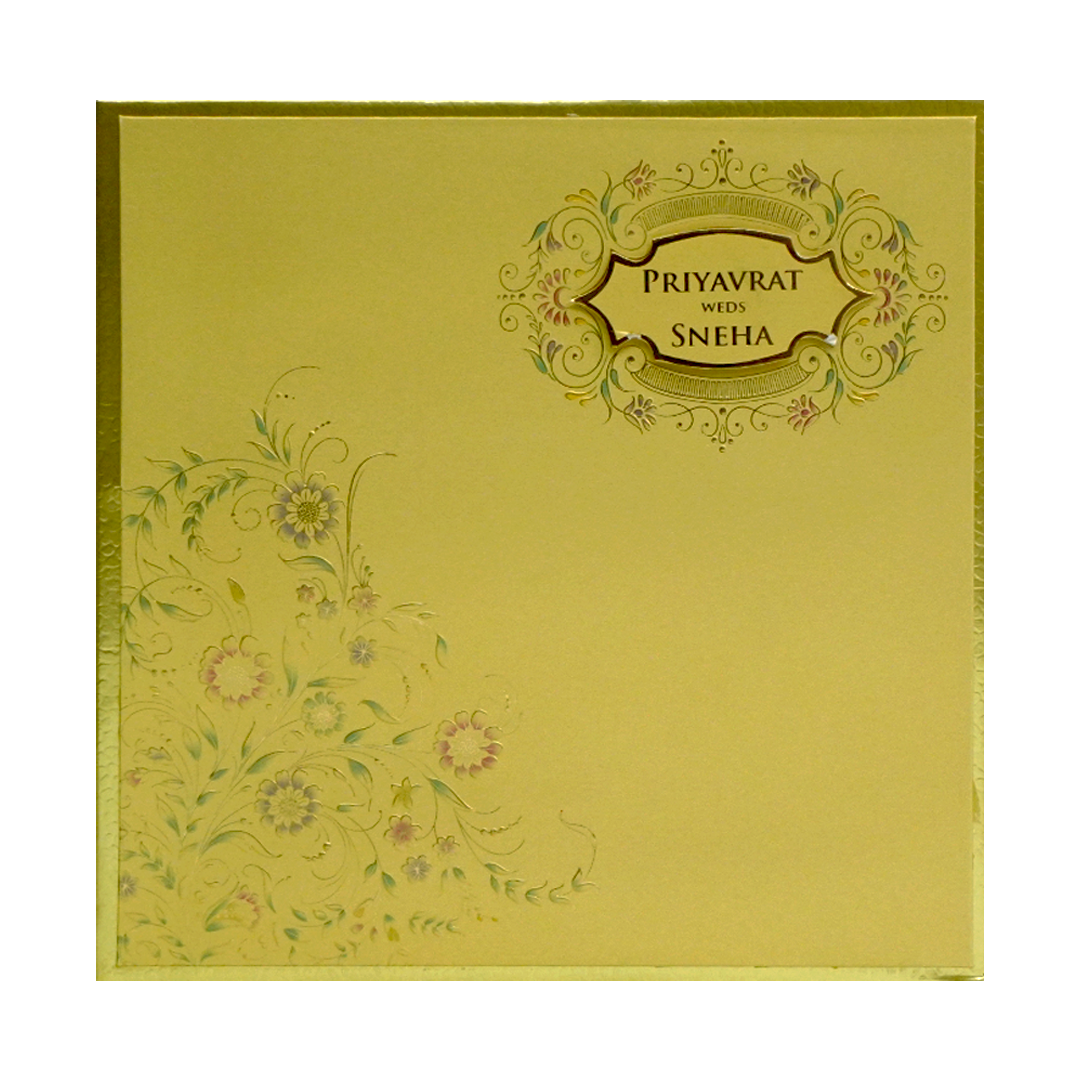 Golden Yellow Wedding Invitation Card-KAC05960