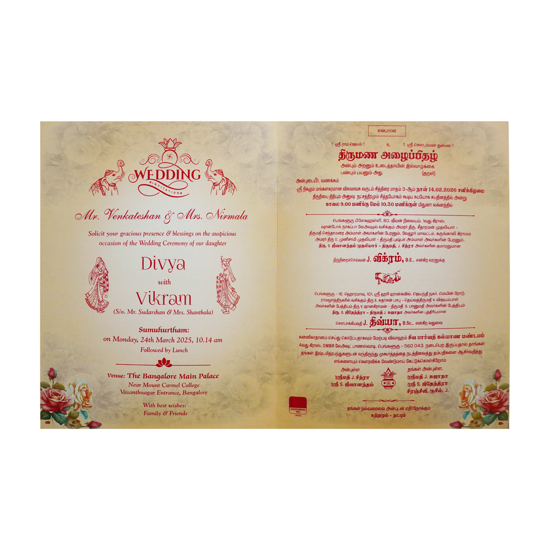 Peach Floral Wedding Card-KNKJ1140