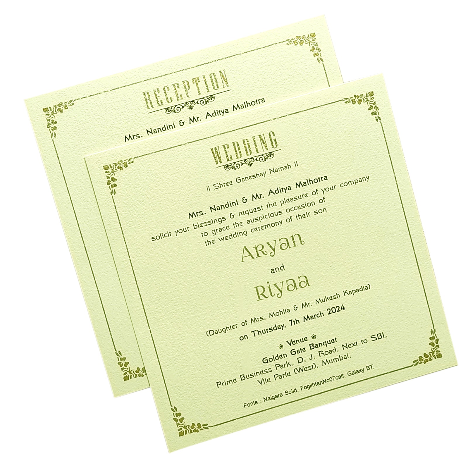 White Embossed Invitation Card-KRC29030