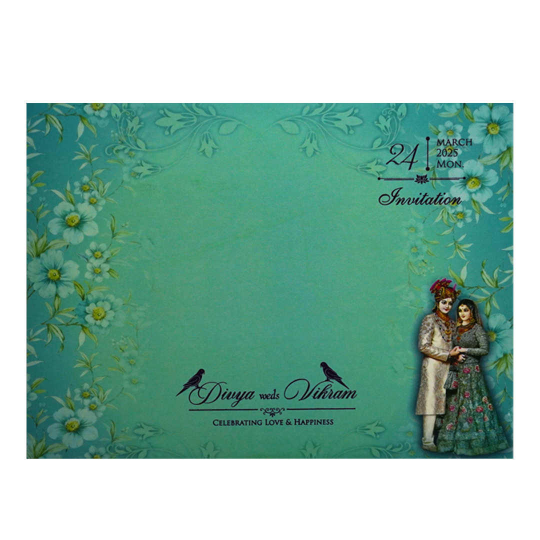 Green Bride Groom MDF Wedding Card-KNKO7603