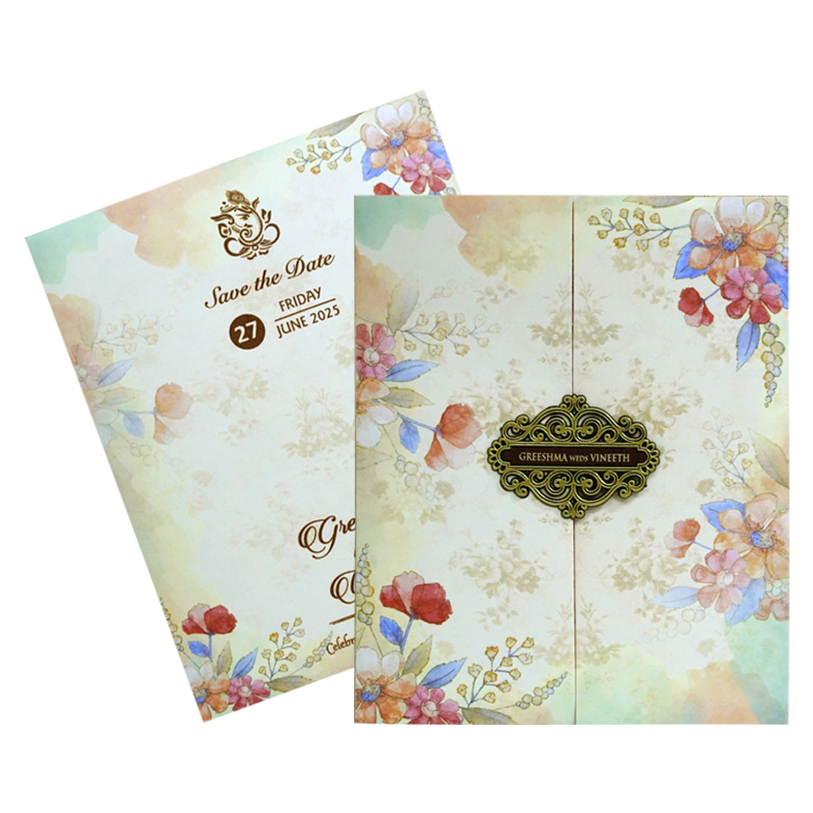 Cream Floral Design Invitation-KVN06890