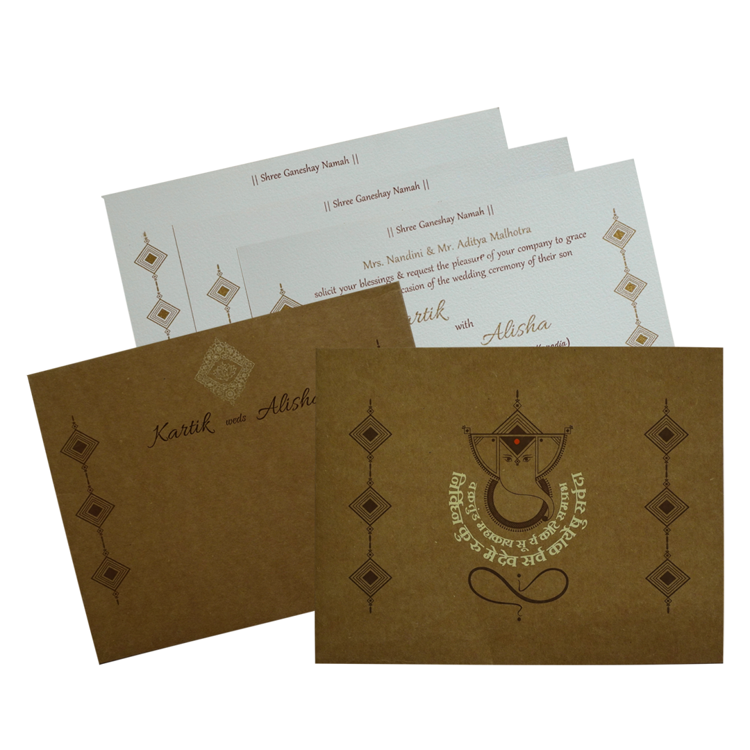 Make your event special with our exclusive Brown Ganesha Box Invitation Card. Shop now! ?WhatsApp Support ?Express Delivery.