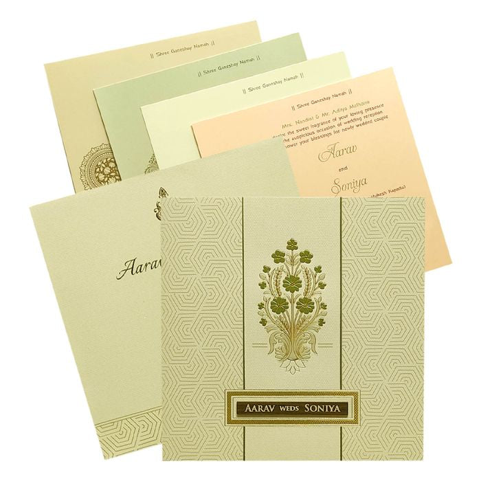 Light Grey Floral Invitation Card-KRC29102