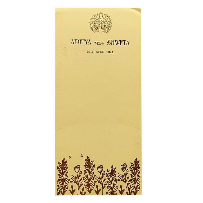 Cream Floral Foil Single Sheet Invitation Card-King of Cards
