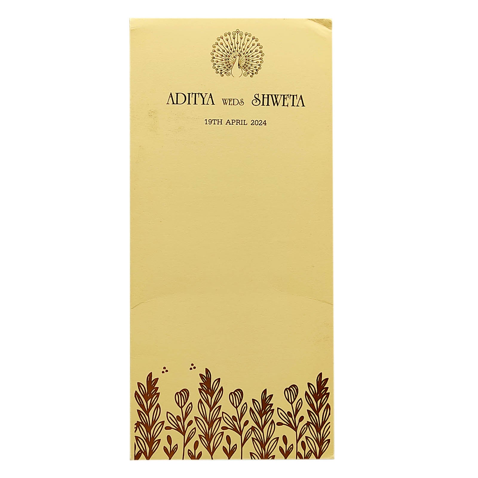 Cream Floral Foil Single Sheet Invitation Card-KRCS6041