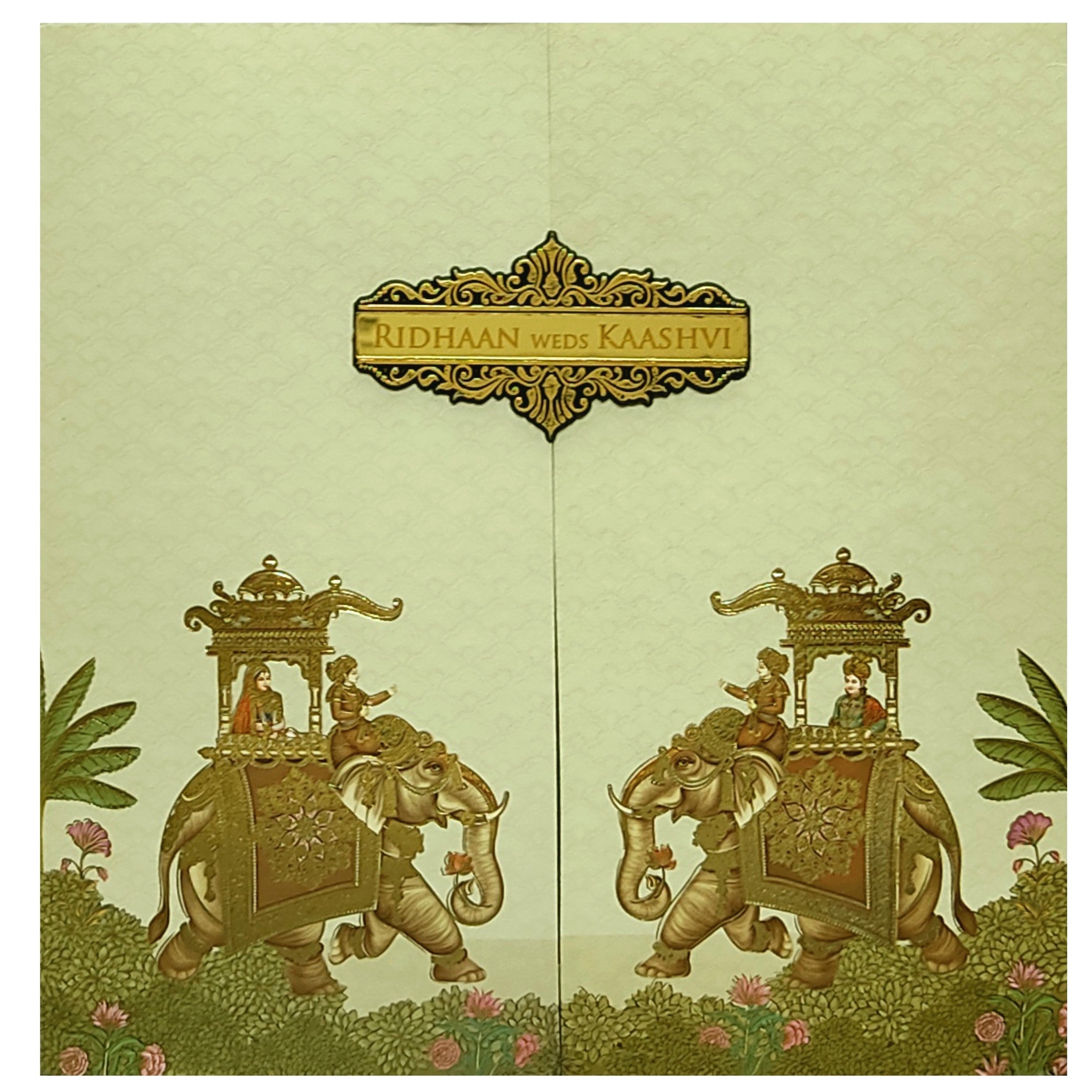 Beige Light Green Invitation Card-KRC29990