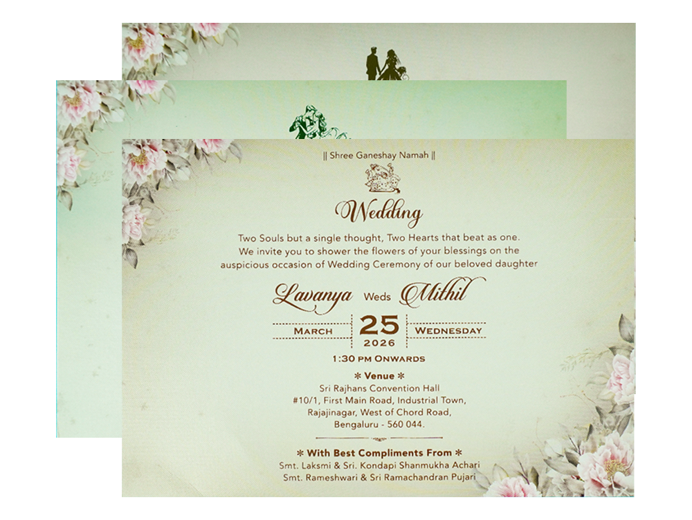 Buy Grey Floral Padded Wedding Card