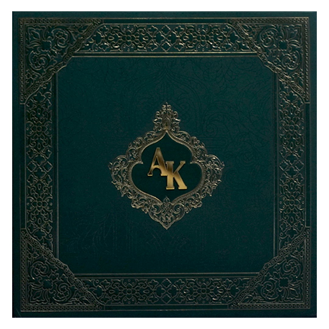 Dark Green Embossed Wedding Card-KPR09320