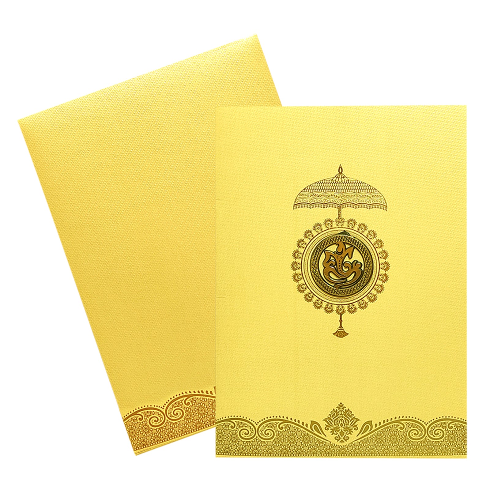 Gold Ganesha Wedding Invitation Card-KNKTG024