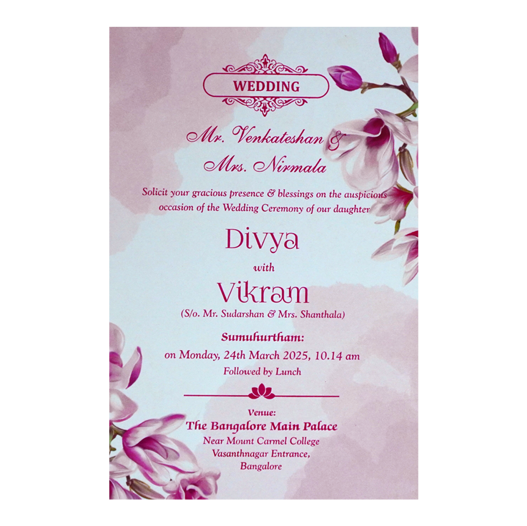 Pink Floral Single Sheet Card-KNS0352P