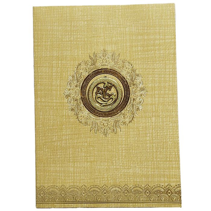 Brown Gold Metallic Gold Foiling Design With Floral Lace-KNCM16BR-King of Cards
