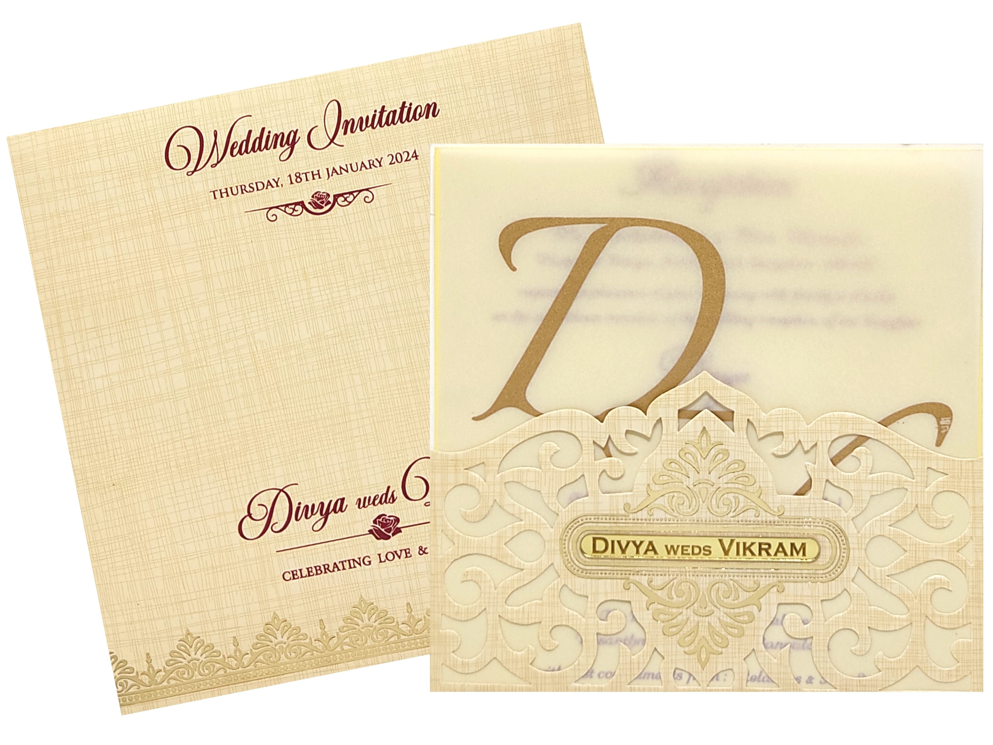 Sandal Premium Floral Panache Designer Card With Name Plate-KNP7002S