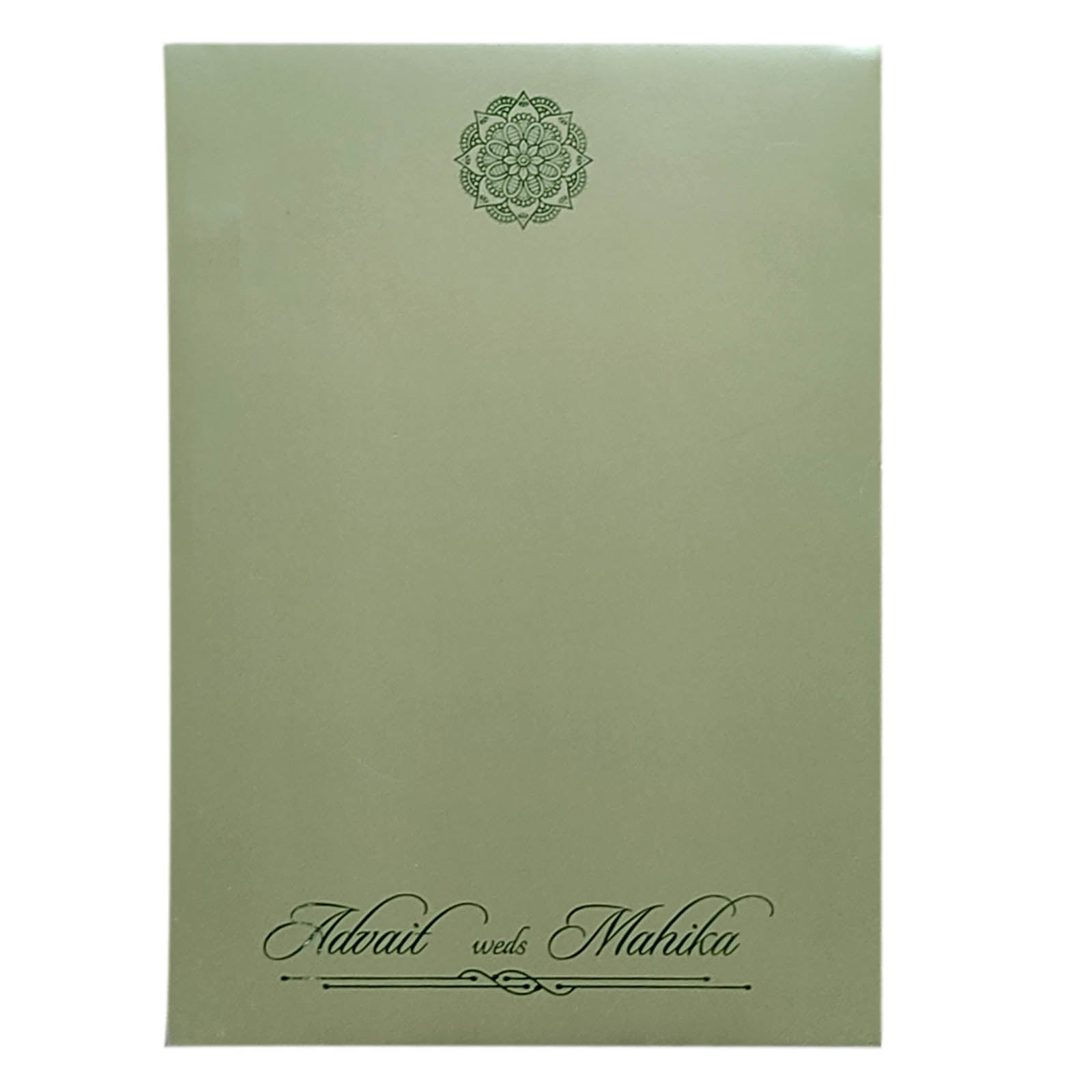 Green Peacock Tracing Sheet Invitation Card-KRCS5390