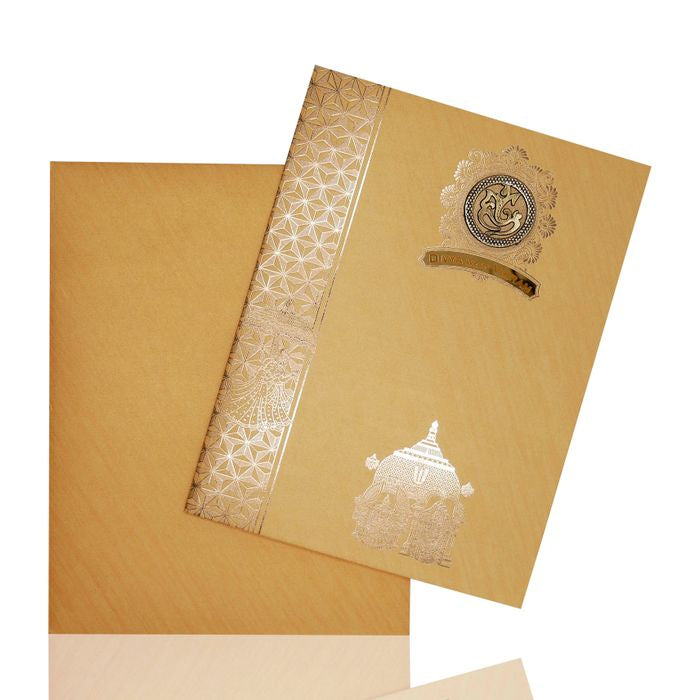 Brown Metallic Balaji And Padmavathi Design-KNR5701G-King of Cards