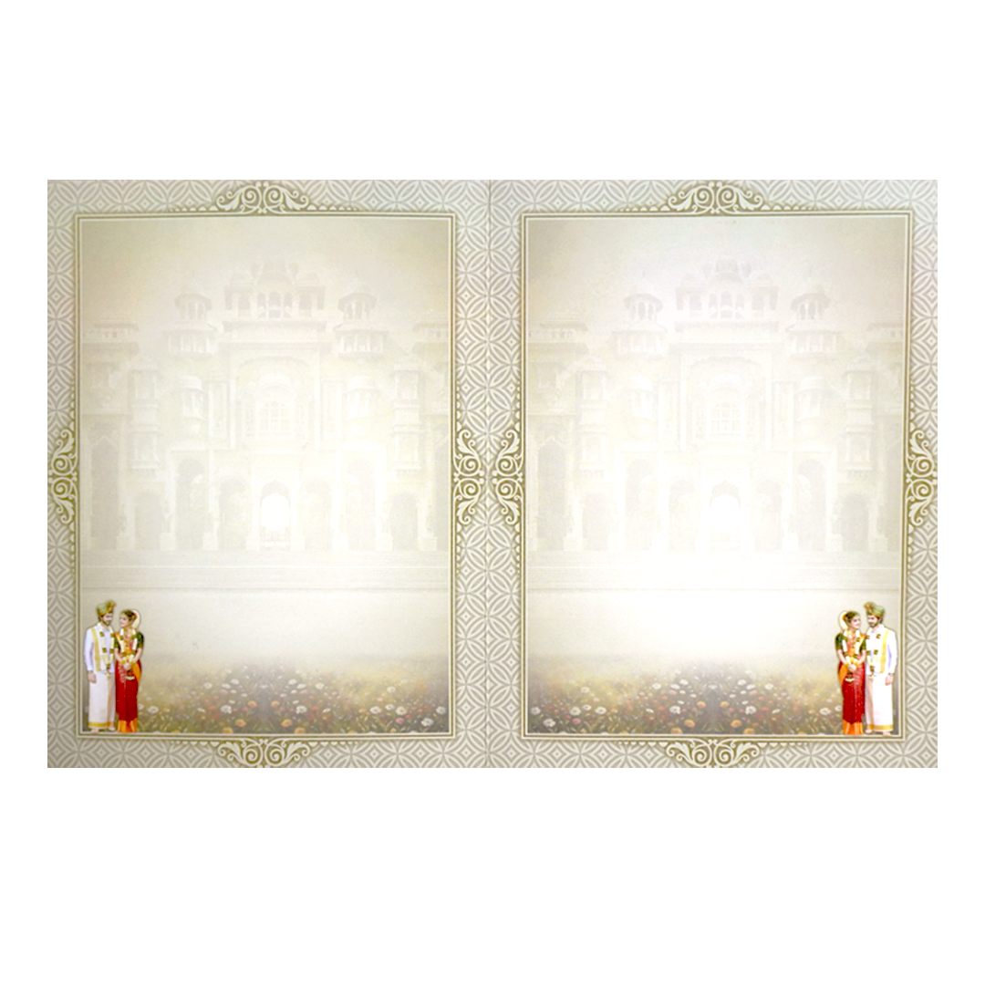 Green Bride & Groom and chariot Wedding Card-KNKC4080