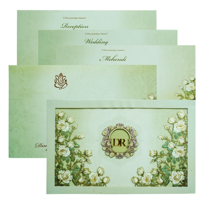 Olive Green Laser cut Premium Invitation-King of Cards