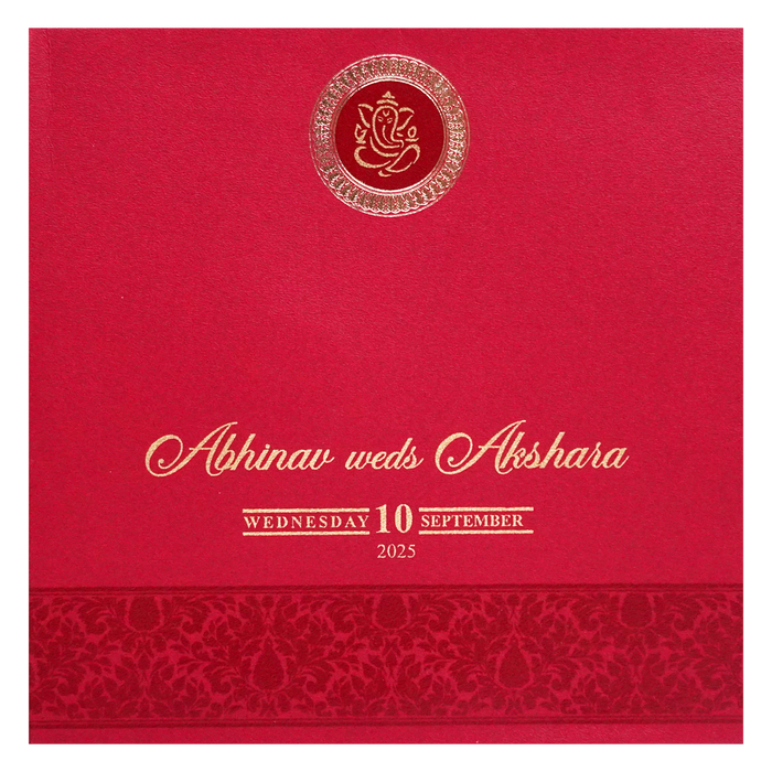 Red Floral Door Box Wedding Card-King of Cards