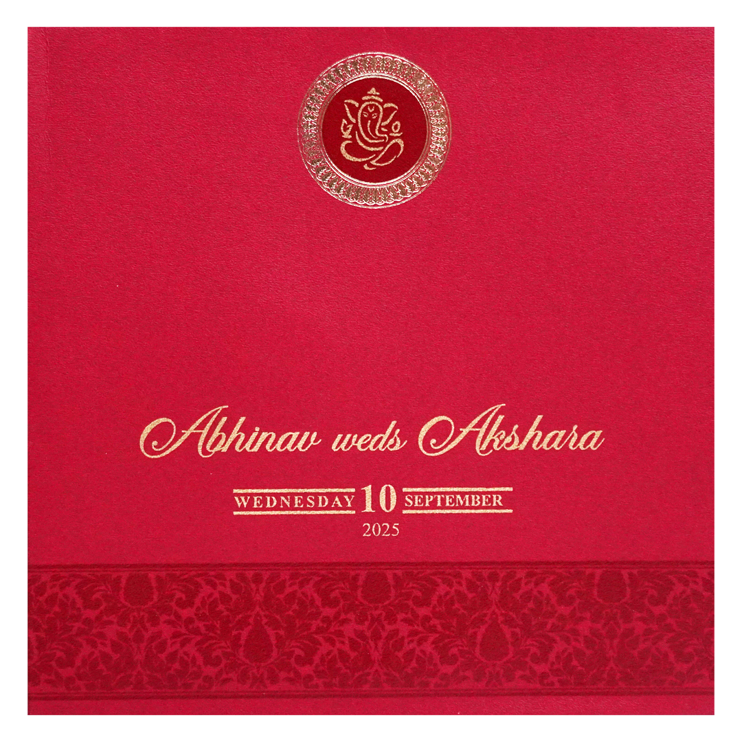 Red Floral Door Box Wedding Card-KPR05350