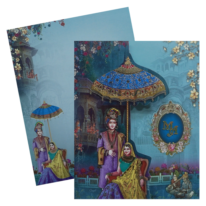 Light Blue Bride Groom Invitation Card-King of Cards