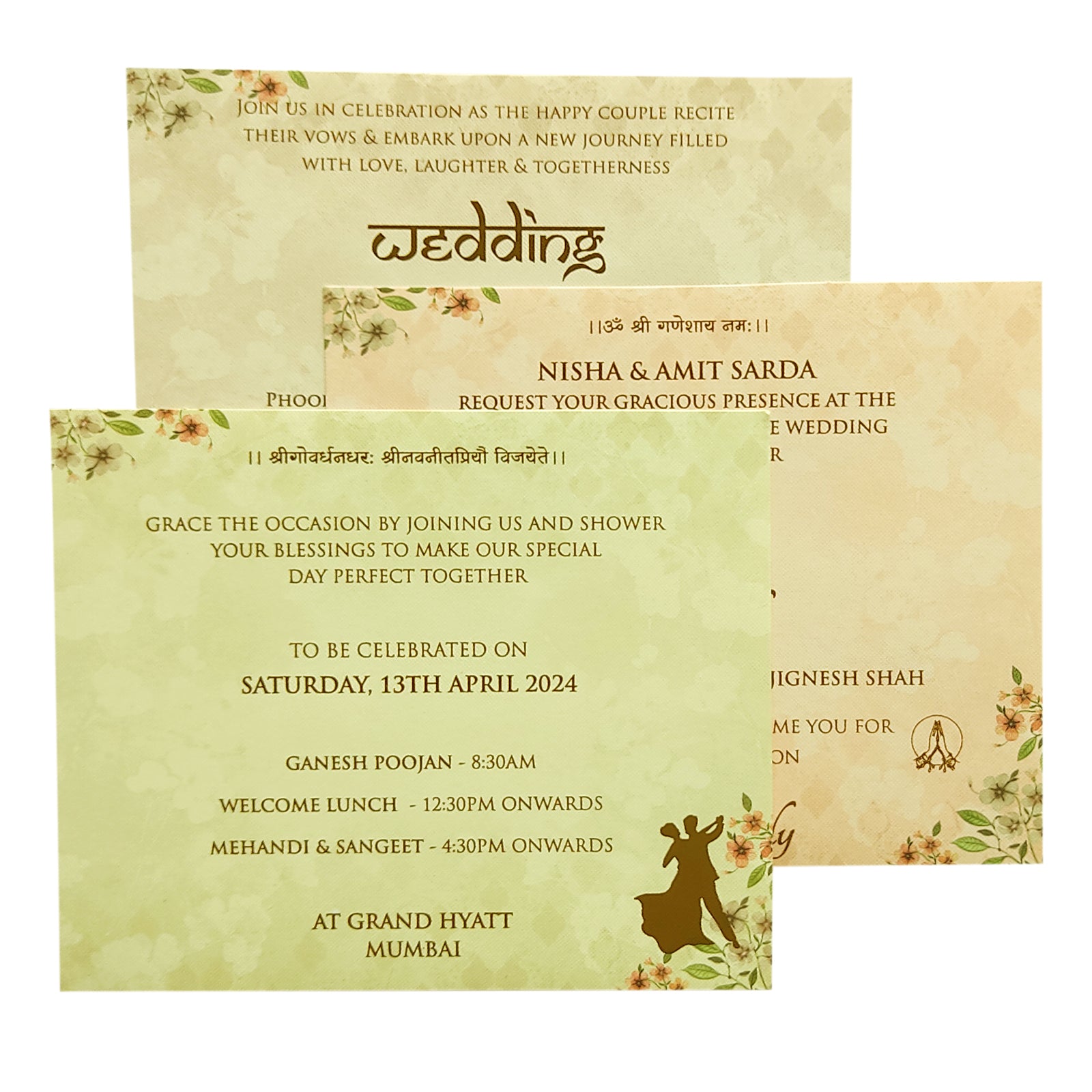 Pale Pinkish Brown Floral invitation-KVN06540