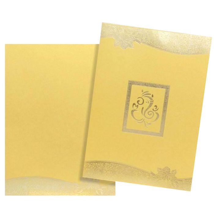 Alluring Gold Shading With Ganesha Theme Wedding Card - KNK1850-King of Cards