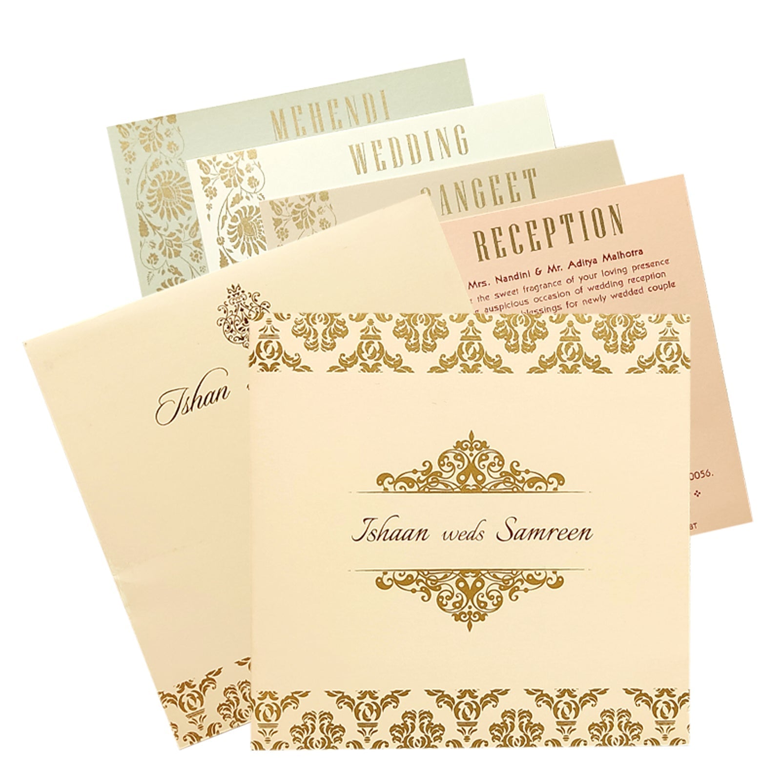 Peach Gold Design Invitation Card-KRC29831