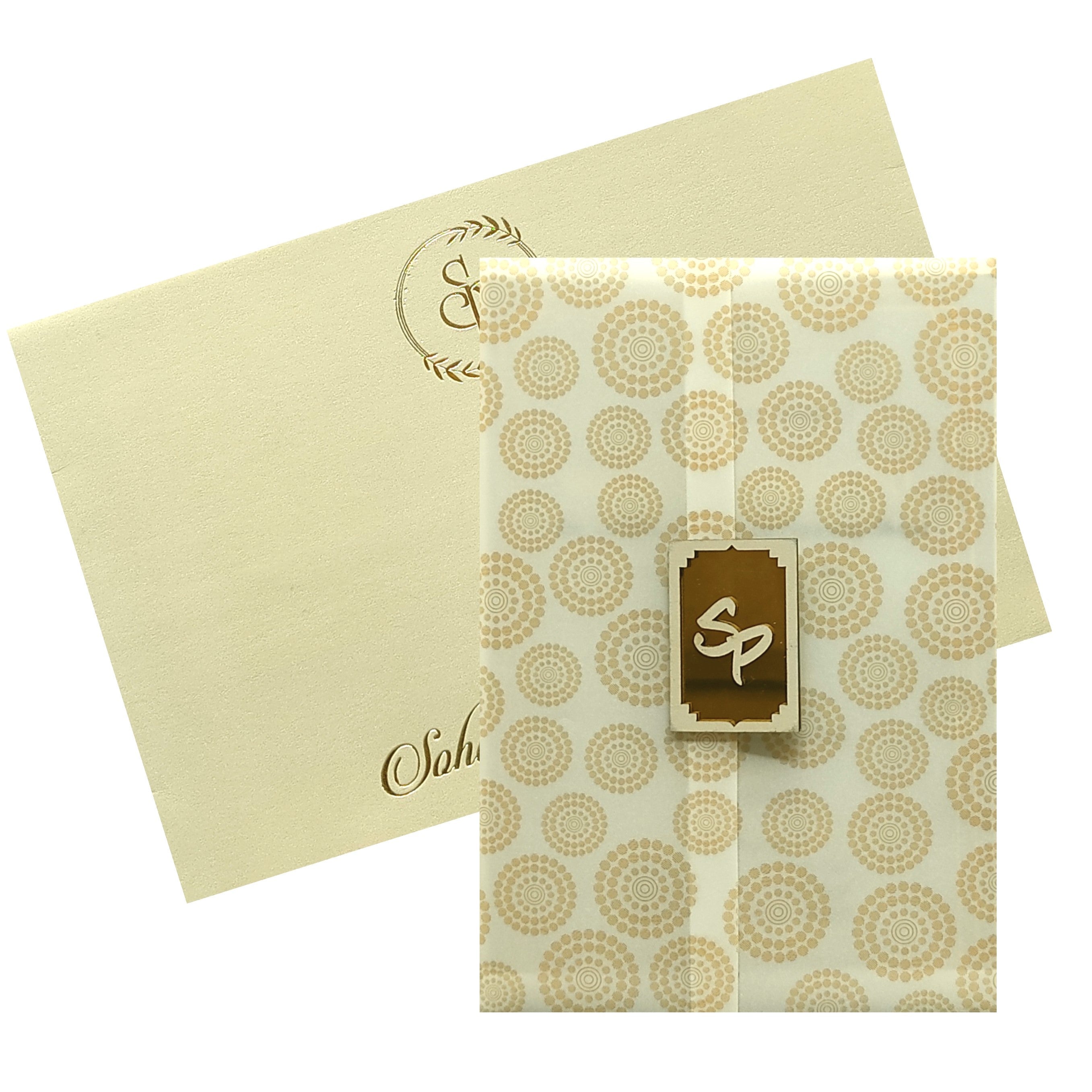 Cream Floral Tracing Invitation Card-KRC29650