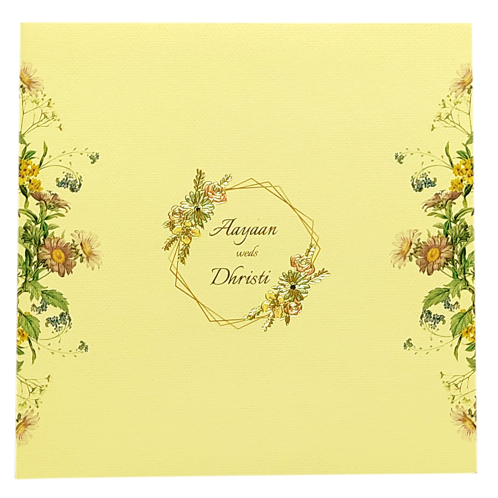 Cream Pink Floral Invitation Card-KRC29411