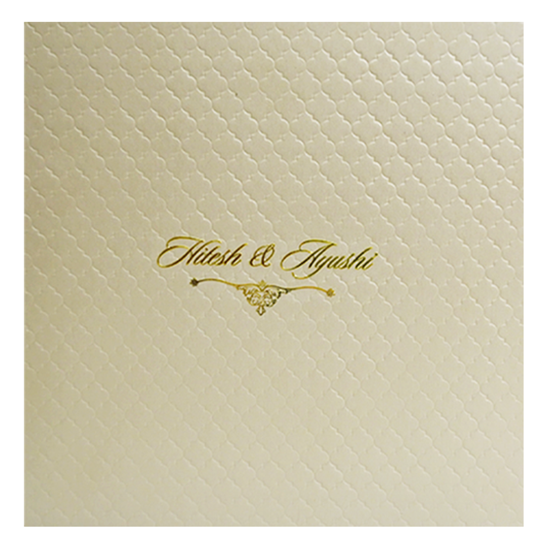 Light White Embossed Padded Wedding Card-Kpr20130