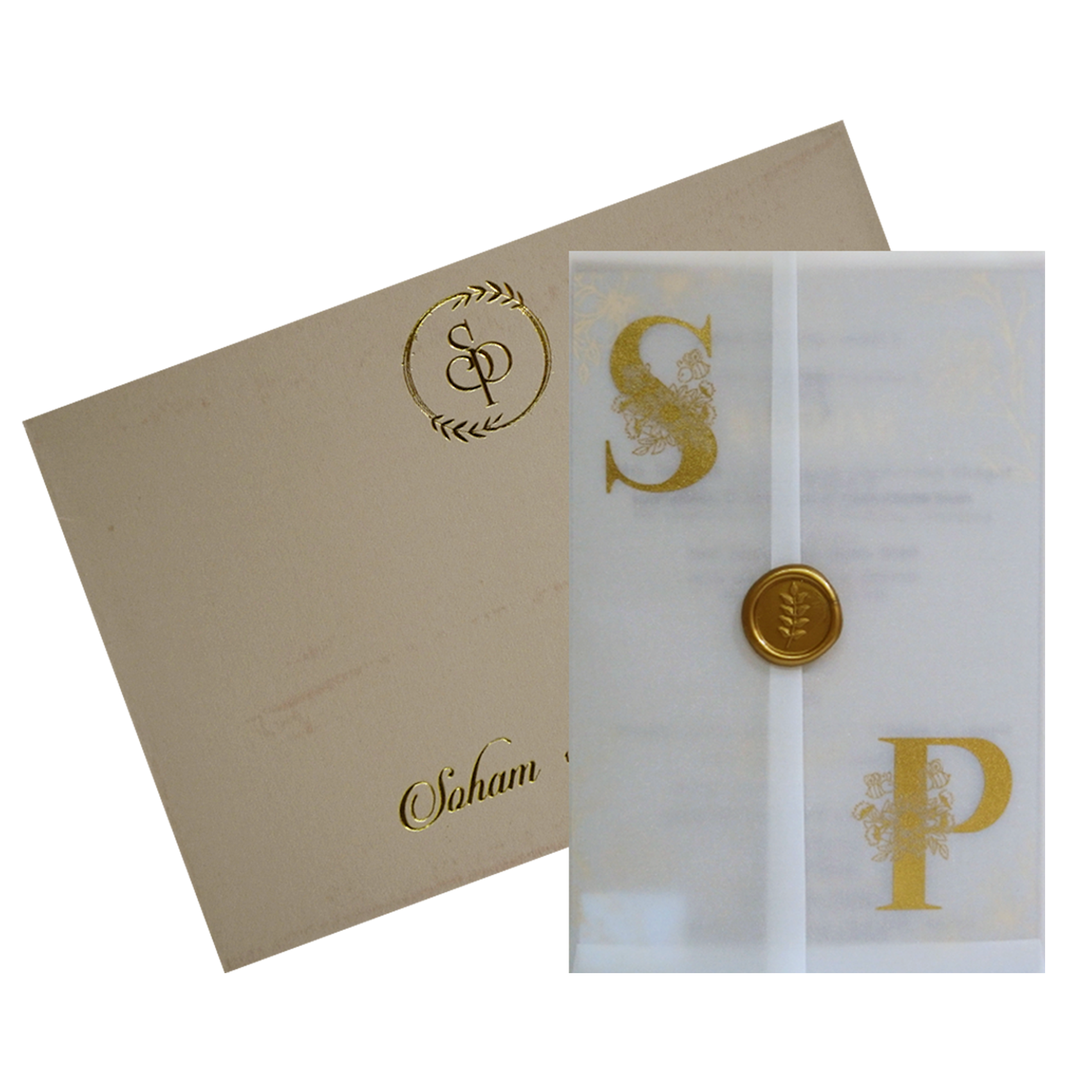 Beige Tracing Sheet Invitation Card-Krc30840