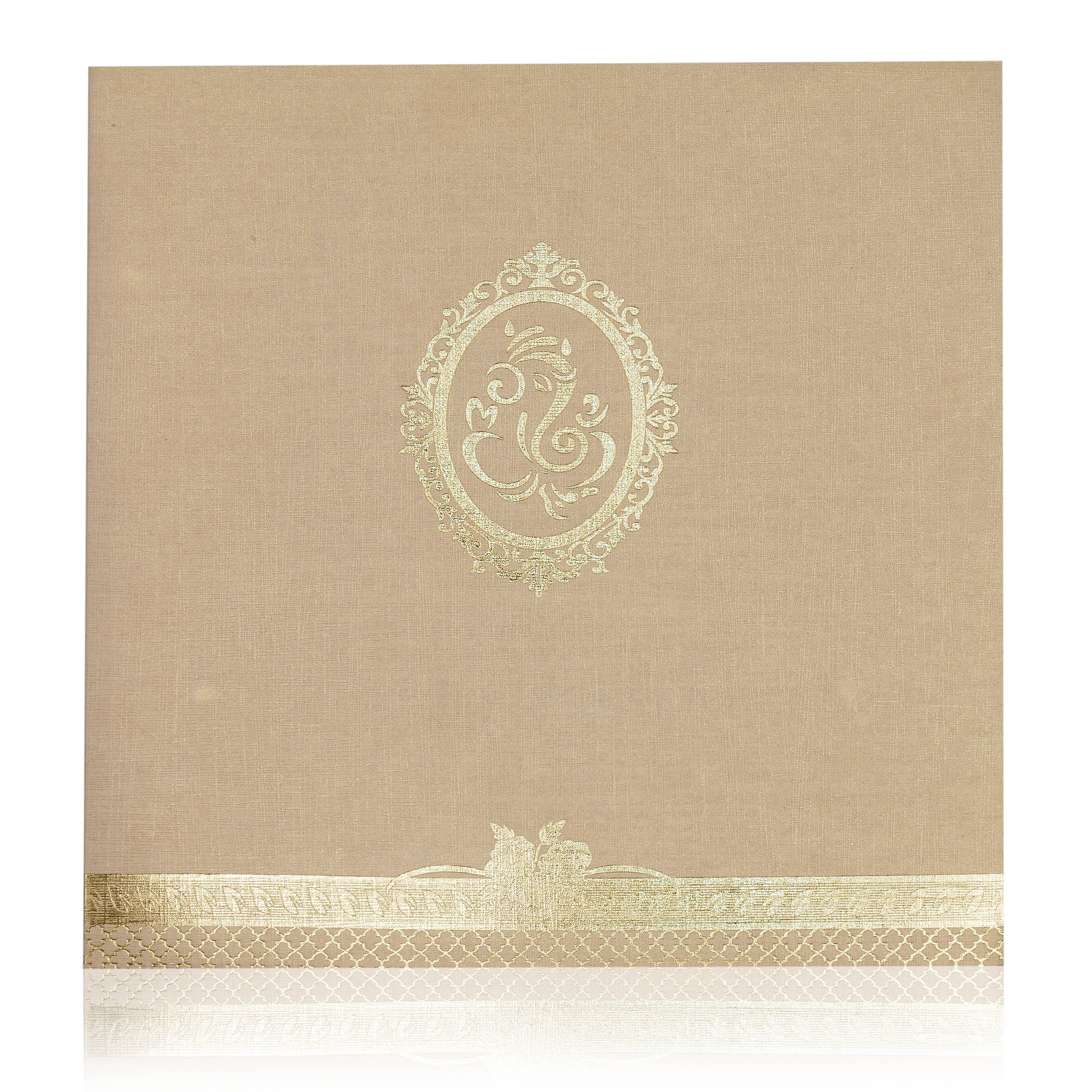 Grey Metallic Ganesha Invite With Gold Foiling