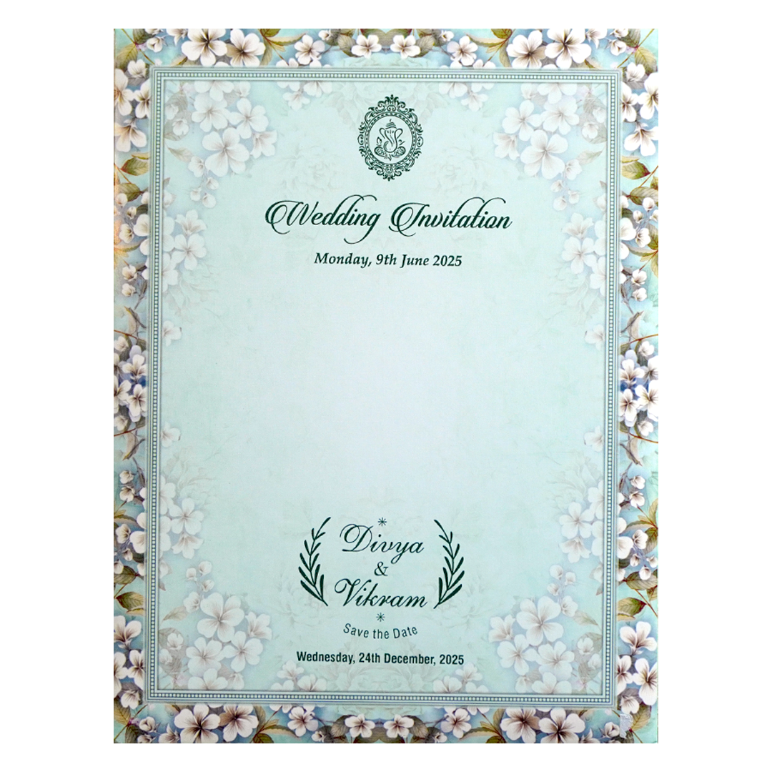 Pastel Green Floral Arch Invitation Card-KNKC4072