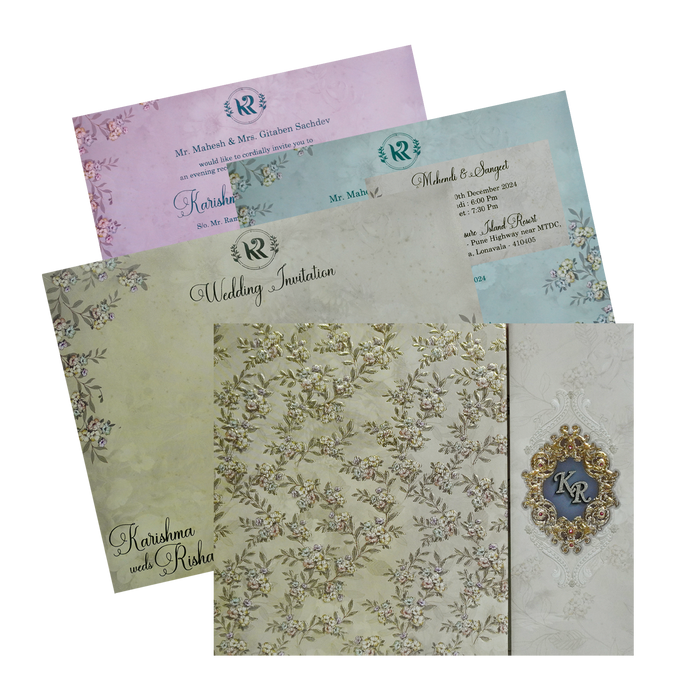 Matte Pastel Green Floral Invitation-KSI12200
