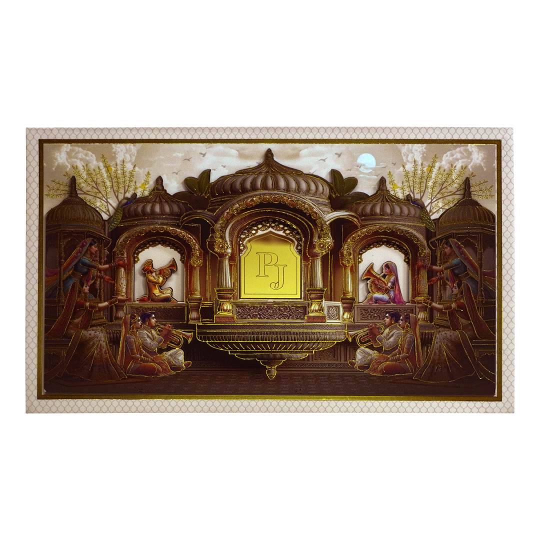 Light Cream Royal Padded Wedding Card-Krc30430