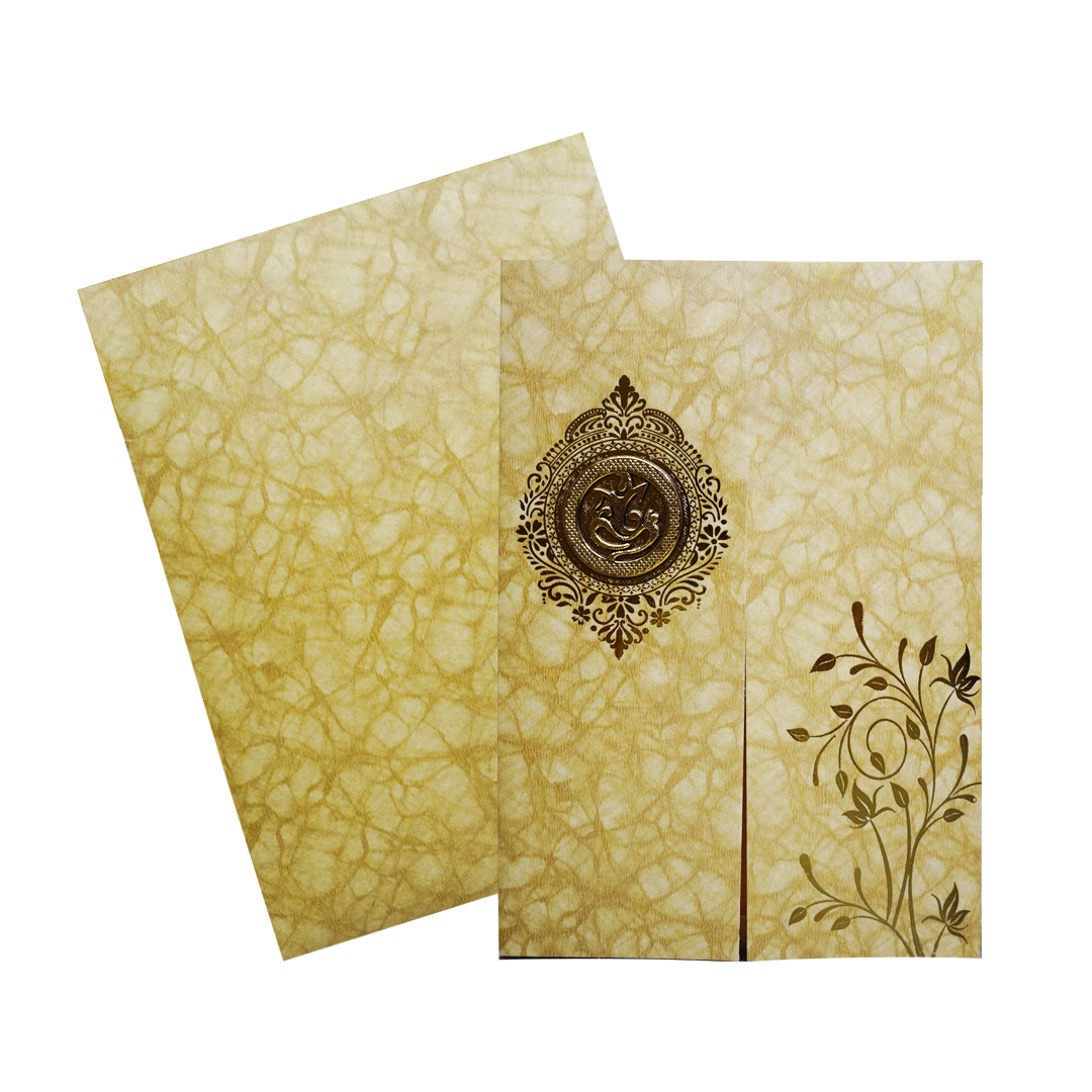 Brown Marbel Door-Style Wedding Card-KNKR029B
