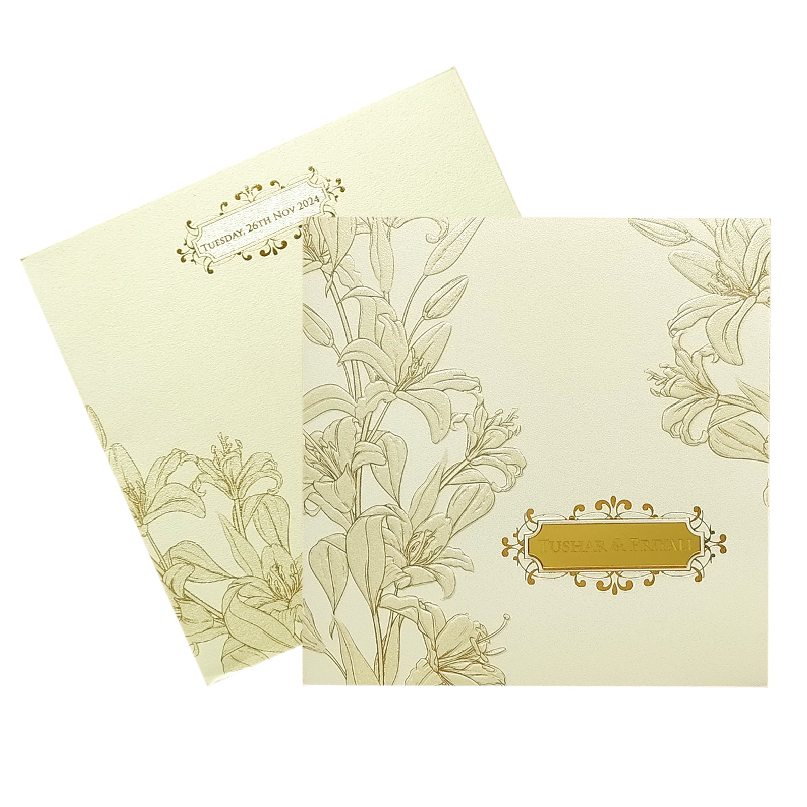 Sliver Cloud Floral Nameplate Invitation Card-KPR05370