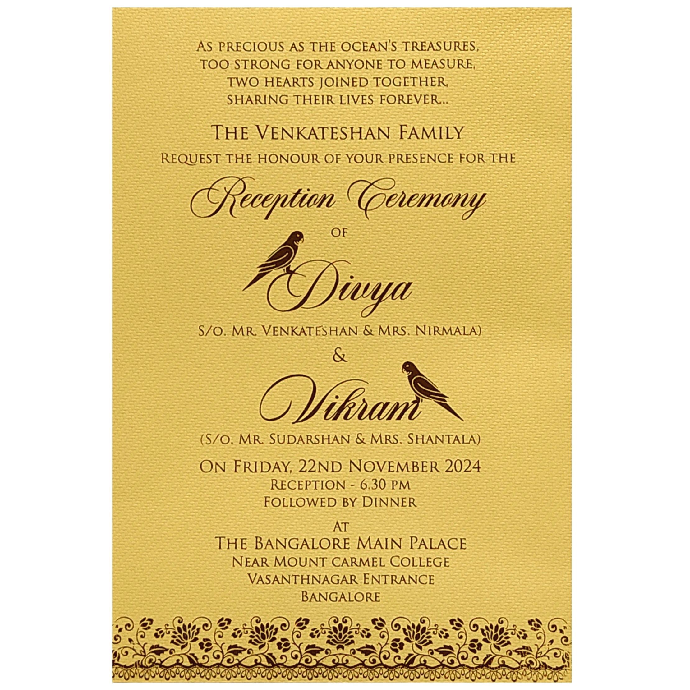 Gold Texture Single Sheet Invitation Card-KNKK551G