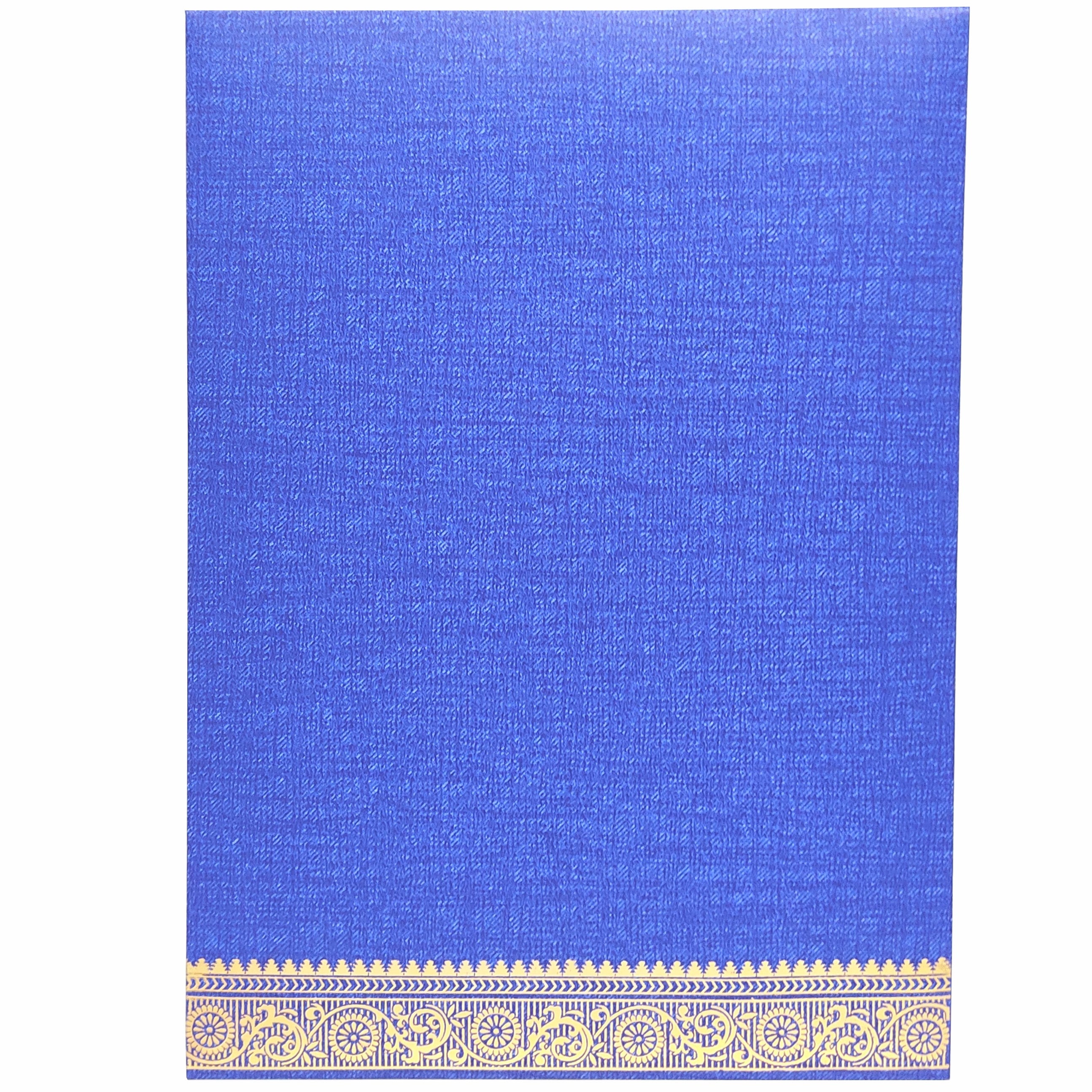 Blue Metallic Designer Invitation Card With Gold Foiling Print-KNCM26BF